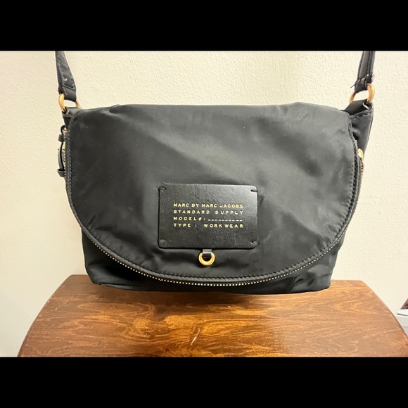 Black leather/nylon combo Purse - Picture 2 of 5